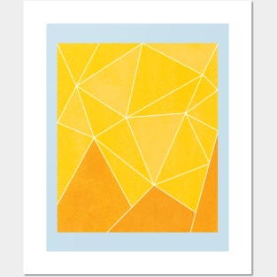 Mountain Scape // Mountainous Orange and Yellow Geometric Pattern Posters and Art